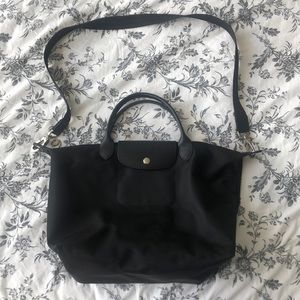Black longchamp crossover bag
